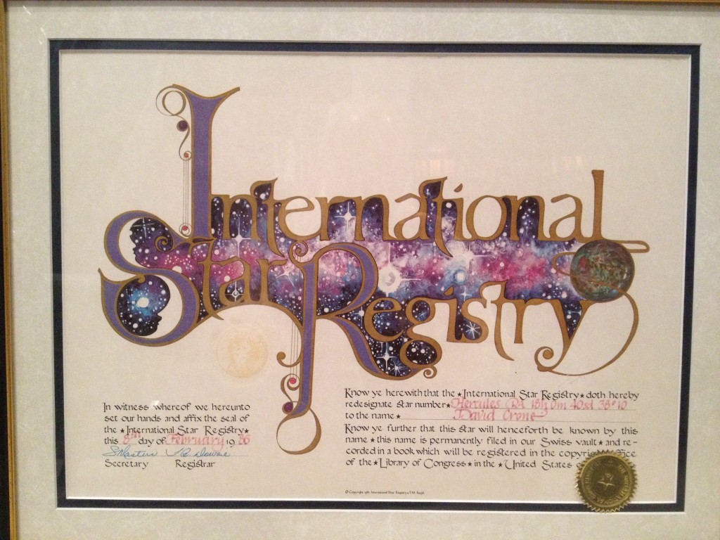 My star certificate